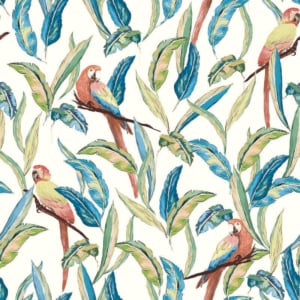 Ohpopsi Tropical Parrot Wilderness White Wallpaper - WLD53116W