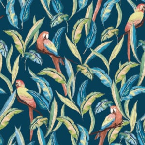 Ohpopsi Tropical Parrot Indigo Multi Wallpaper - WLD53117W