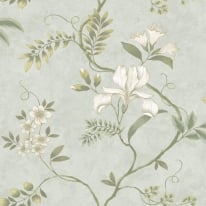 Rasch Dancing Iris Duck Egg Metallic Wallpaper - 100128
