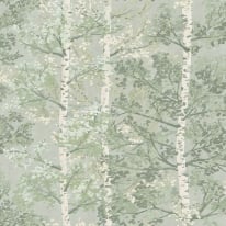 Rasch Silverwood Tree Green Metallic Wallpaper - 100203