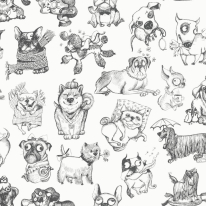Muriva Pooches Black/White Wallpaper - 102577