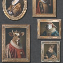 Muriva Regal Animals Black Wallpaper - 102575