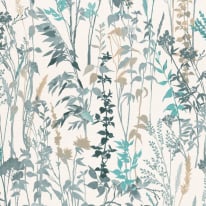 Erismann Cottage Leaf Meadow Teal/Grey Wallpaper - 10258-18