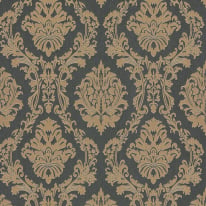 Erismann Carre Damask Black/Gold Metallic Wallpaper - 10288-15