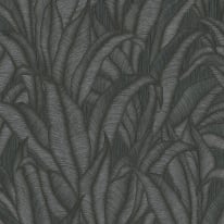 Erismann Zanzibar Leaf Black Metallic Wallpaper - 10371-15