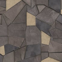 Elle Decoration Mosaique Slate Brown Metallic Wallpaper - 10445-37