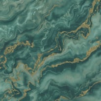 Elle Decoration Mystic Marble Green/Gold Metallic Wallpaper - 10447-19