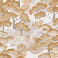 Elle Decoration Oriental Trees Gold/Grey Metallic Wallpaper - 10448-30