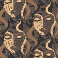 Elle Decoration Moretta Mosaic Faces Taupe Metallic Wallpaper - 10458-37