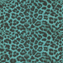 High-resolution flat swatch of Erismann Urban Safari wallpaper showing the turquoise textured leopard print.