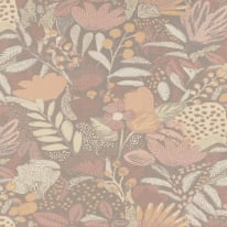 High-resolution flat swatch of Erismann Jardin Doux wallpaper showing the taupe floral textured pattern.