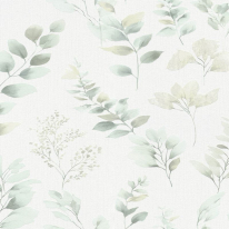 Flat swatch of Green 10579-07 showing the sage botanical pattern.