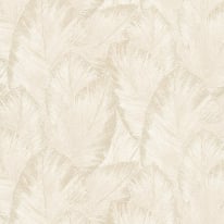 Close-up material sample of the Erismann Modern Balance 10602-14 design showing the cream palm foliage layers and metallic highlights.