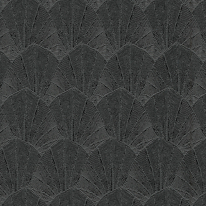 Close-up material sample of the Erismann Modern Balance 10603-15 design showing the black imperial leaf trail and metallic details.