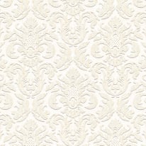 Close-up material sample of the Erismann Modern Balance 10604-02 design showing the warm beige traditional damask print details.