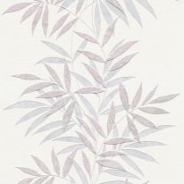 Close-up material sample of the Erismann Modern Balance 10607-05 design showing the soft pink trailing botanical leaf stripe details.
Roll Image: Studio photograph of the pink botanical leaf stripe w