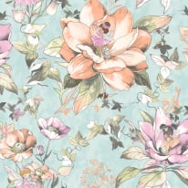 Holden Decor Floral Fairies Teal Multi Wallpaper - 13210