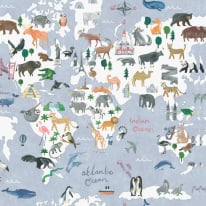 Holden Decor Animal Maps Blue Multi Wallpaper - 13250