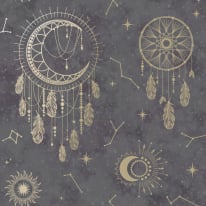 Holden Decor Dreamcatcher Black/Gold Metallic Wallpaper - 13330