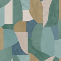 Holden Decor Bazaar Curved Geo Teal Multi Wallpaper - 13471