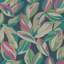 Holden Decor Abstract Leaf Navy/Multi Wallpaper - 13570