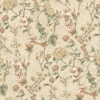 Holden Decor Floral Bird Trail Cream Wallpaper - 13600