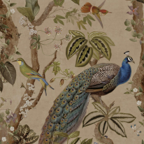 Holden Decor Whispering Peacock Woods Taupe Wallpaper - 13680
