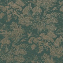 Holden Decor Whispering Crane Lagoon Aqua/Gold Metallic Wallpaper - 13732