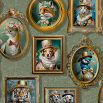 Holden Decor Regal Beasts Sage Multi Wallpaper - 13792