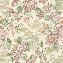 Holden Decor Eastern Horizons Scenic Birds Trail Green/Cream Wallpaper - 13810