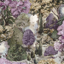 Holden Decor Basildon Forest Mulberry/Green Wallpaper - 13930