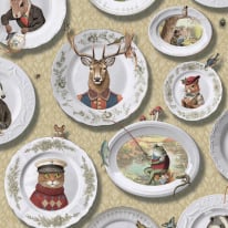 Holden Decor Vintage Tea Party Ochre Wallpaper - 13940