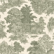 Holden Decor Osterley Toile Gardens Green Wallpaper - 13950