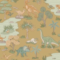 Holden Decor Dino Zoo Ochre Wallpaper - 14011