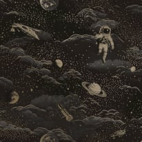 Holden Decor Lost In Space Black/Gold Metallic Wallpaper - 14050