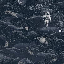 Holden Decor Lost In Space Midnight Blue/Silver Metallic Wallpaper - 14051