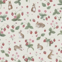 Holden Decor Bunnies and Berries Cream Multi Wallpaper - 14140