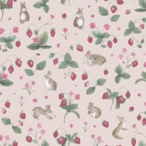 Holden Decor Bunnies and Berries Pink Wallpaper - 14141