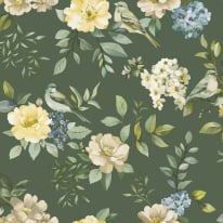 Holden Decor The Bird Garden Green Wallpaper - 14191