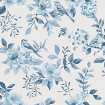 Holden Decor The Bird Garden Blue Wallpaper - 14193