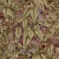 Holden Decor Odyssey Lemur Leaves Berry Wallpaper - 14310