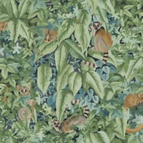 Holden Decor Odyssey Lemur Leaves Aqua/Green Wallpaper - 14311
