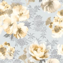 Catherine Lansfield Dramatic Floral Grey/Ochre Wallpaper - 165551
