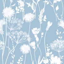 Catherine Lansfield Meadowsweet Floral Blue Wallpaper - 165583