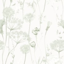 Catherine Lansfield Meadowsweet Floral Sage Wallpaper - 165584