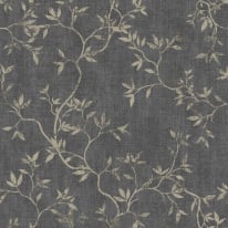 Muriva Japandi Leaf Charcoal Metallic Wallpaper - 173572