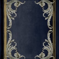 Grandeco Icon Rococo Panel Navy Wallpaper - 191502