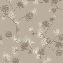 Belgravia Decor Valentino Pine Tree Soft Mocha Metallic Wallpaper - 1934