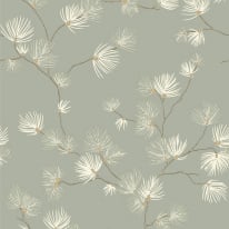 Belgravia Decor Valentino Pine Tree Sage Metallic Wallpaper - 1936