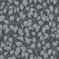 Flat swatch of Galerie Hangbjork Woodland Tree in blue and grey showing the smooth non-woven flat paper surface.